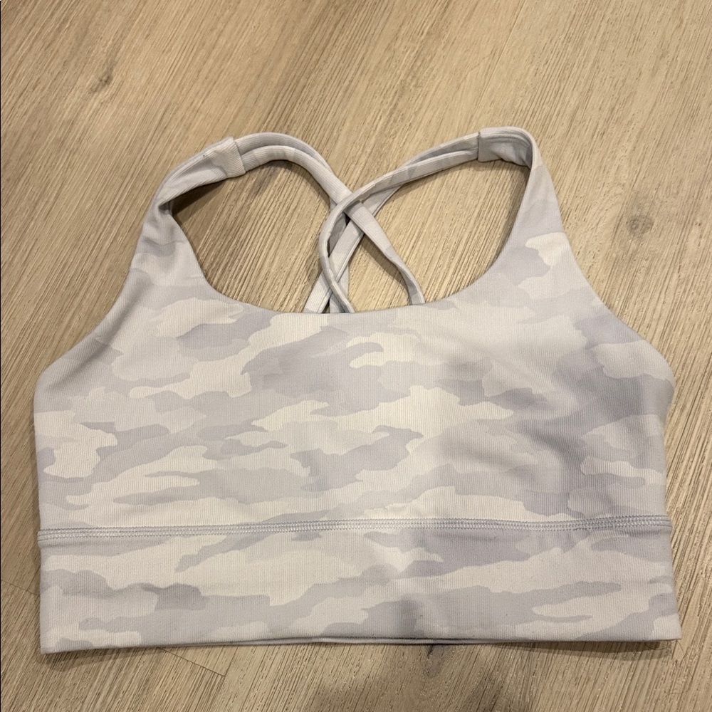 lululemon athletica Light Gray Camo Strappy Sports Bra